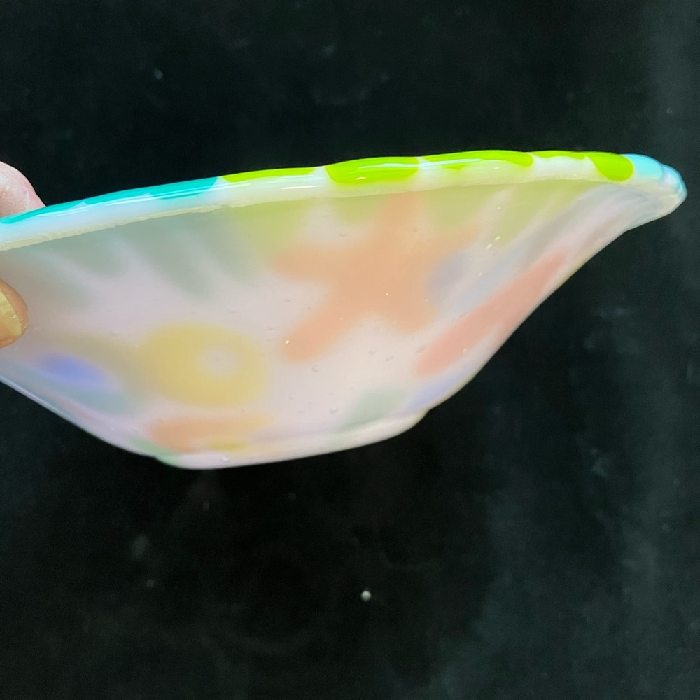 Happy Heart Bowl”Fused Art Glass Design Original Handmade Pink  9”x4” OOAK - Picture 5 of 10